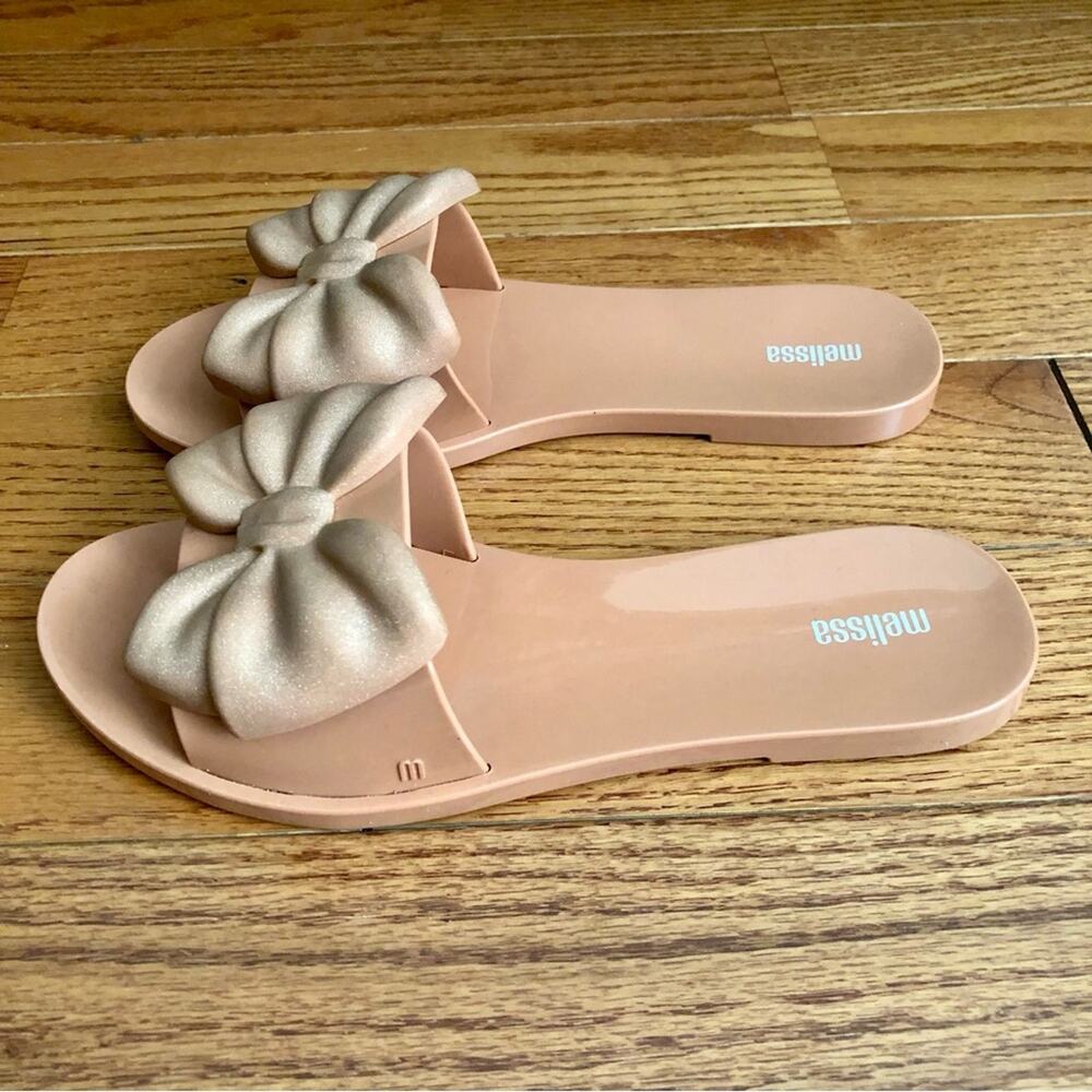Melissa Babe Bow Slide Coquette Jelly Beige Sandals Women’s Size 8 - Picture 6 of 10